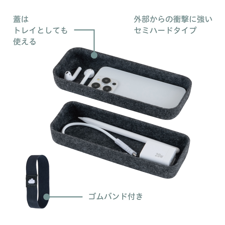 ナカバヤシ　Cloud-Felt マルチケース ネイビー　SZC-GDP16NB　(tm)の商品画像2枚目