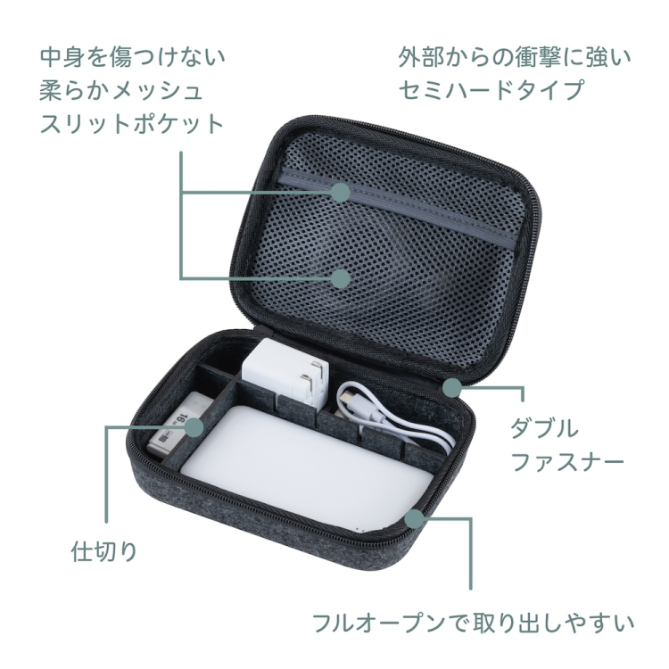 ナカバヤシ　Cloud-Felt ガジェットケースS ネイビー　SZC-GDP17NB　(tm)の商品画像4枚目