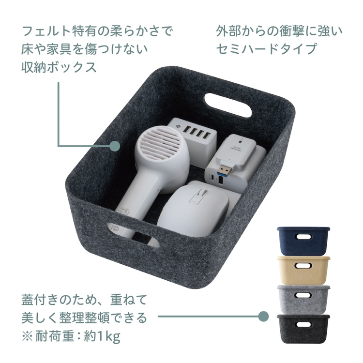 ナカバヤシ　Cloud-Felt 収納BOX ベージュ　SZC-GDP19BG　(tm)の商品画像2枚目