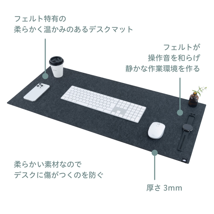 ナカバヤシ　Cloud-Felt  デスクマット（W900×D400） ライトグレー　MUP-943LGY　(tm)の商品画像2枚目