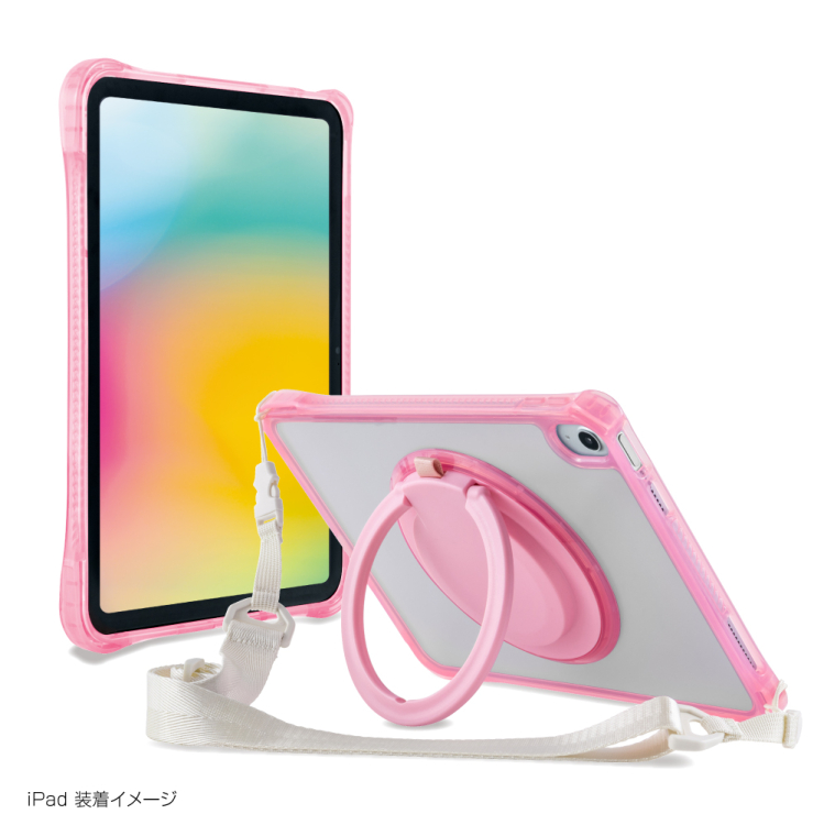 ナカバヤシ iPad用リングスタンド付き衝撃吸収ケース/ピンク TBC-IP2502P (tm)の商品画像1枚目