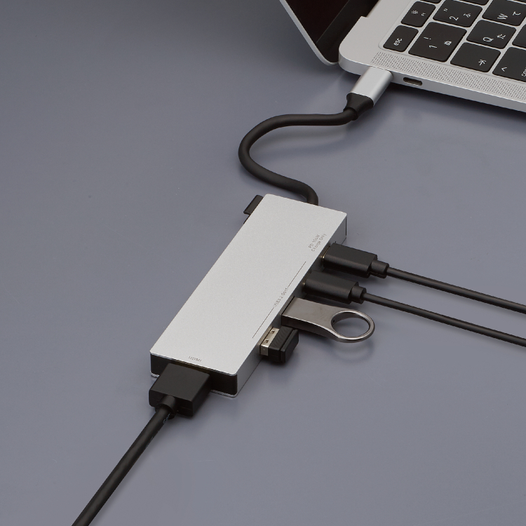 ナカバヤシ 【STIX】PD対応 Type-C 5in1スタンダードドッキングステーション/シルバー UD-C13SL (tm)の商品画像1枚目