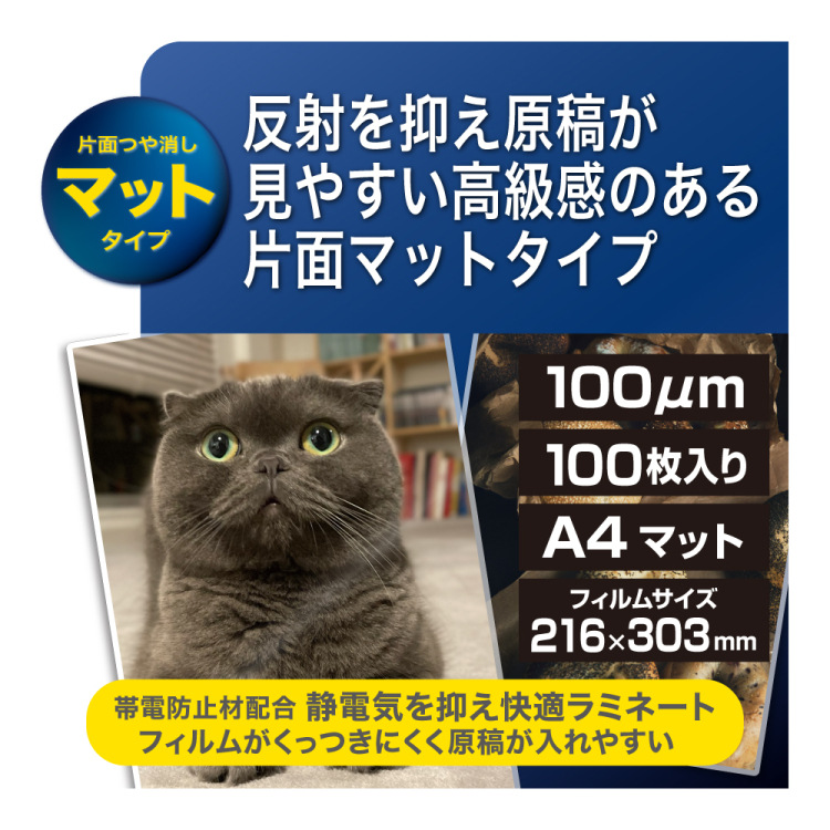 ナカバヤシ　ラミネートフィルムE2マット　100μm　100枚入　A4　LPR-MA4E2　(tm)の商品画像3枚目