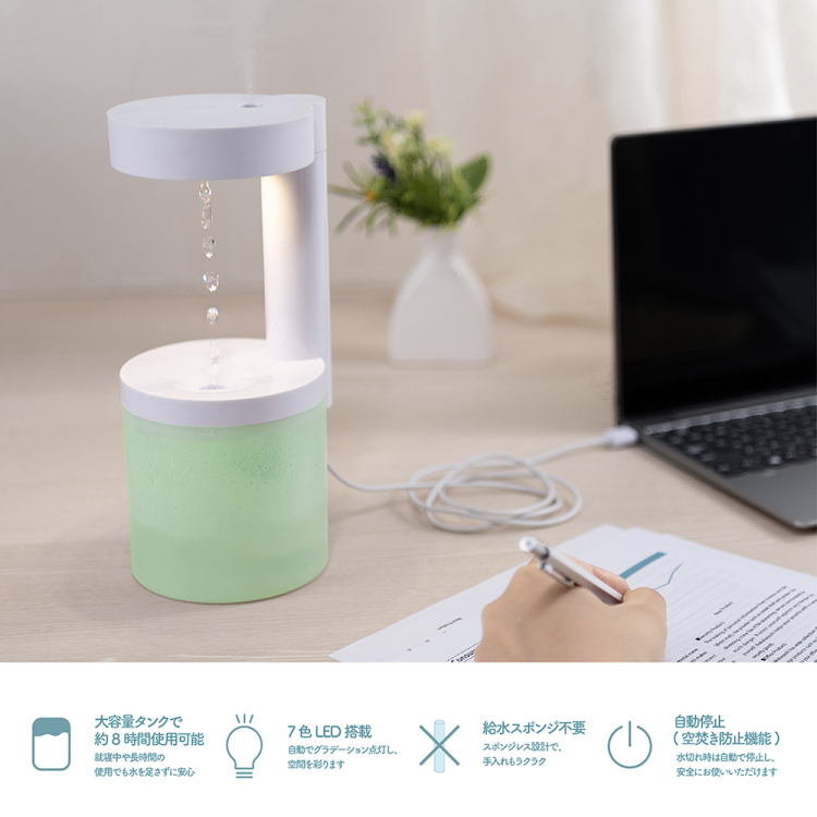 ナカバヤシ　うるぷかUSB加湿器/ホワイト　UA-069W　(tm)の商品画像10枚目