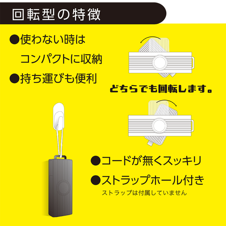ナカバヤシ 回転型USB Type-Cマイナンバーカードリーダー/ブラック CRIC-04BK (tm)の商品画像3枚目