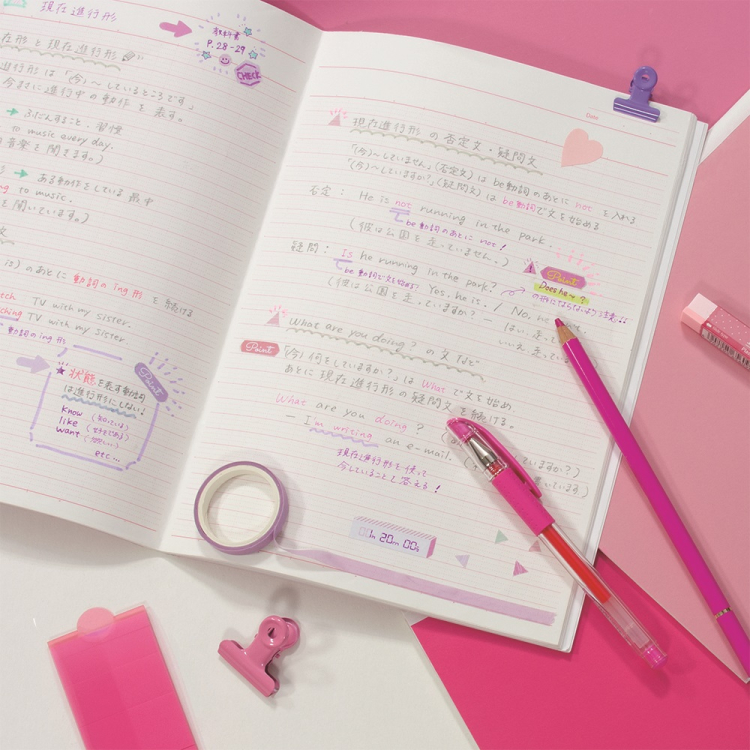 ナカバヤシ スイング・ロジカルカラーノート/ピンク/セミB5/B罫 NB504B-P1の商品画像5枚目