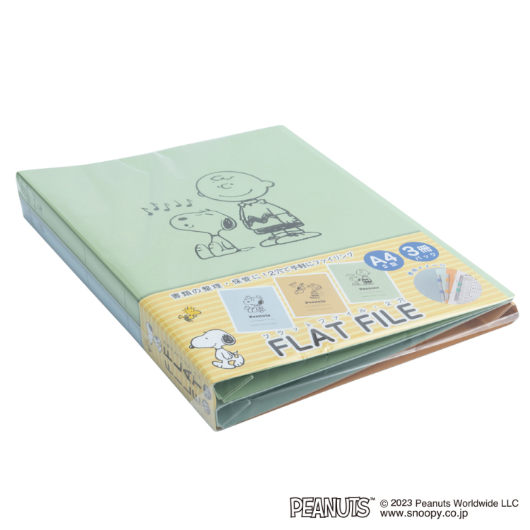 ナカバヤシ　フラットファイルJ A4S　3冊パック　ピーナッツA柄　FF-J8031-3PAの商品画像1枚目