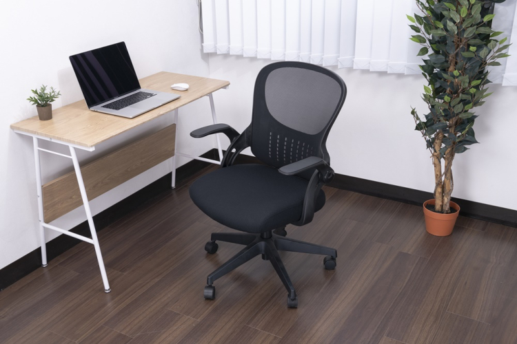 ナカバヤシ　レザー＆メッシュチェア／ブラック　CNN-006BK　(tm)の商品画像12枚目