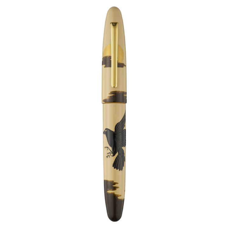 ナカバヤシ　TACCIA　影絵　蒔絵万年筆　八咫烏と太陽-M　TKG-L18F-YT-Mの商品画像1枚目