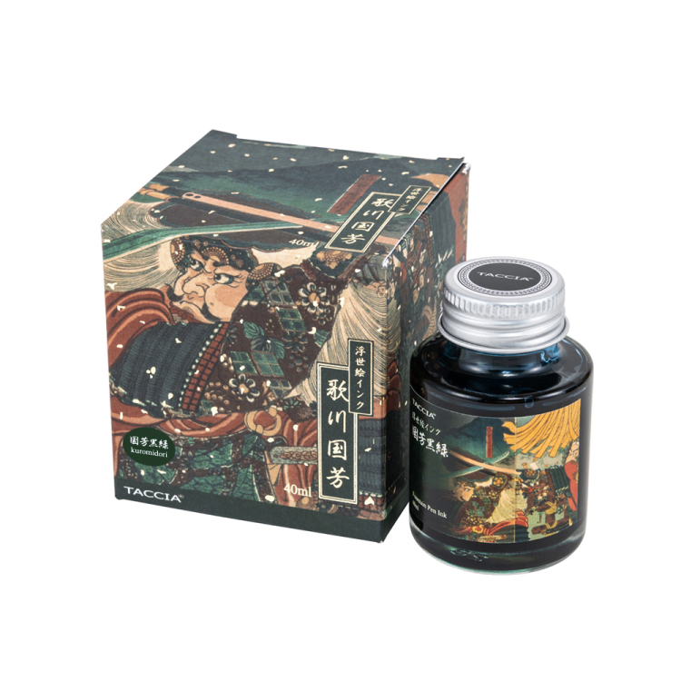 ナカバヤシ TACCIA 万年筆用 浮世絵インク・染料・40ml/国芳黒緑 TFPI-WD42-18の商品画像1枚目