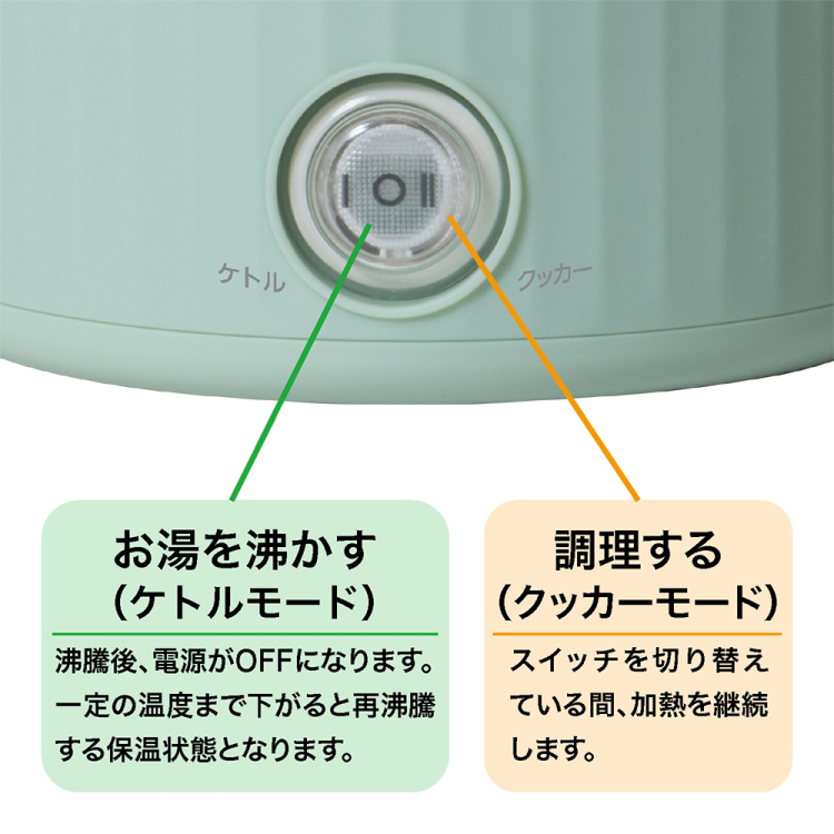 ナカバヤシ　持ち運べる電気マルチポット／グリーン　MBE-TP01GN　(tm)の商品画像11枚目