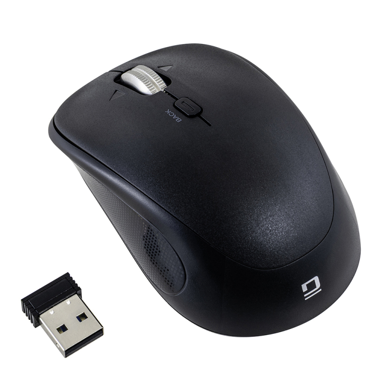 ナカバヤシ　【感動ホイールマウス】  小型Bluetooth・USB無線(デュアル)静音4ボタンBlueLEDマウス/ブラック　MUS-DKQ257BK　(tm)の商品画像1枚目