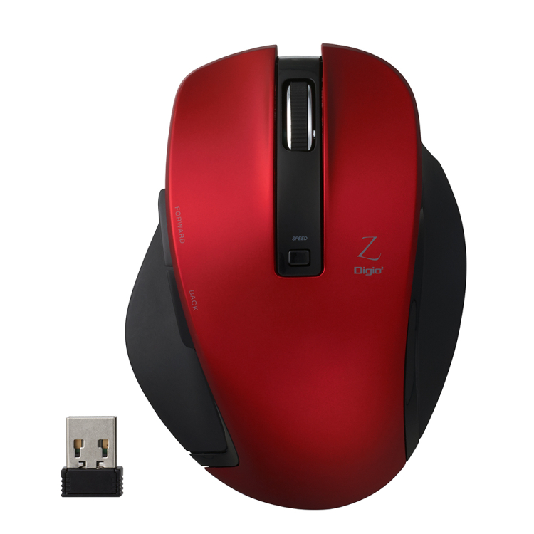 ナカバヤシ 無線5ボタンBlueLEDマウス レッド MUS-RKF129R　(tm)の商品画像2枚目