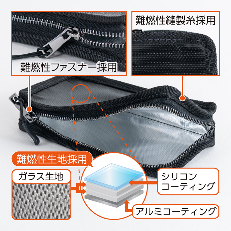 ナカバヤシ　耐火バッテリーポーチ　ケーブルホール付き　Mサイズ　CBT-03BK　(tm)の商品画像5枚目