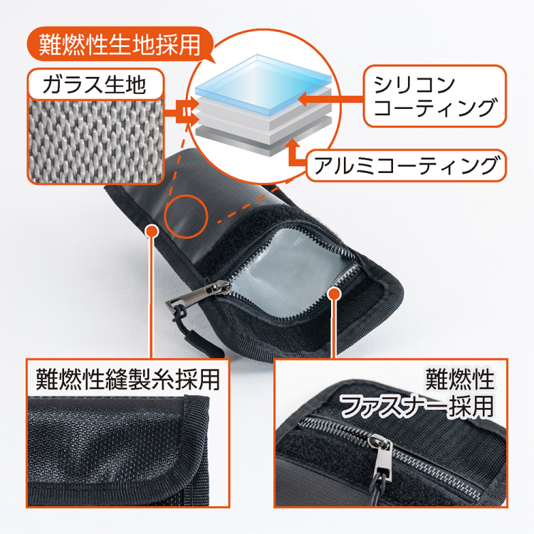 ナカバヤシ　耐火バッテリーポーチ　Mサイズ　CBT-01BK　(tm)の商品画像5枚目