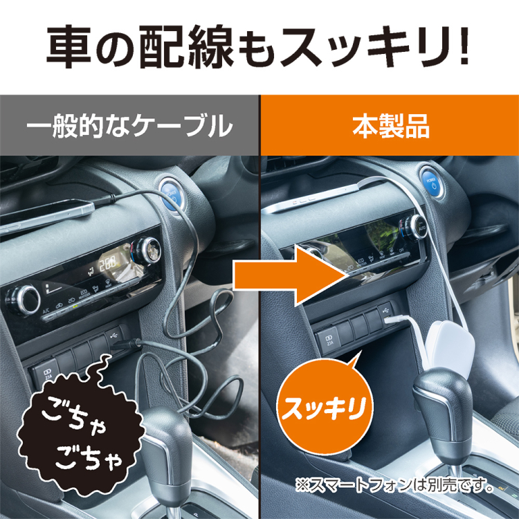 ナカバヤシ　片側巻取りケーブル　Type-C　PD60W／ホワイト　UPD-R04W　(tm)の商品画像7枚目