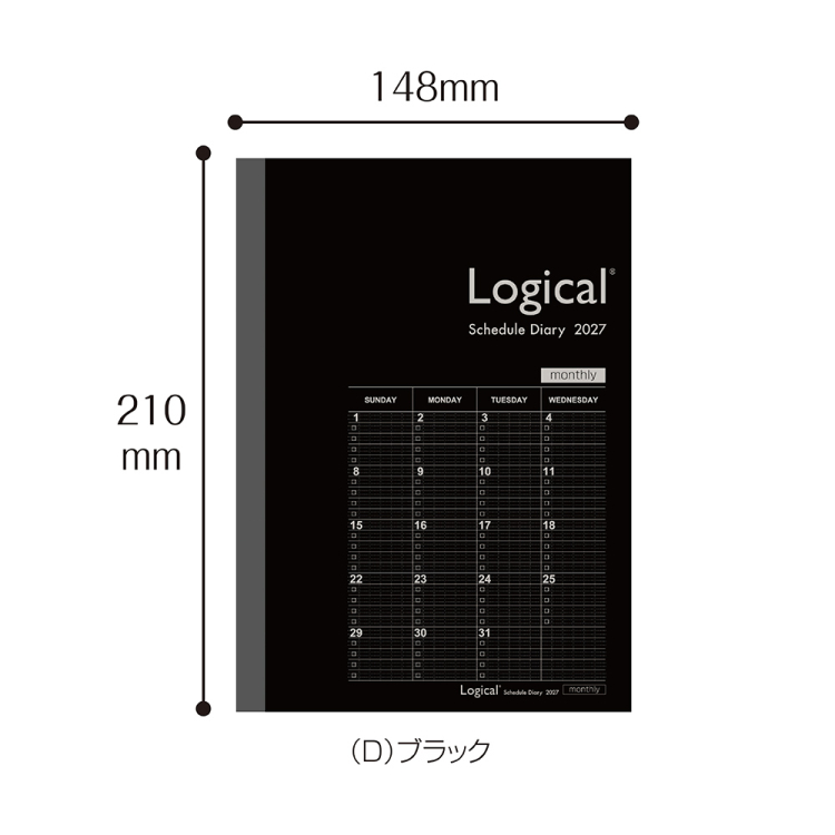【2027年度版 手帳】 ナカバヤシ ロジカルダイアリー2027月間ノートタイプB／A5／ブラック NS-A502-27BD 【ポスト投函1】の商品画像2枚目