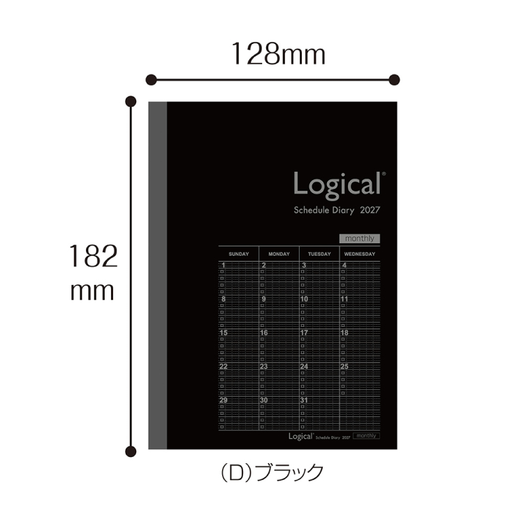 【2027年度版 手帳】 ナカバヤシ ロジカルダイアリー2027月間ノートタイプB/B6/ブラック NS-B602-27BD 【ポスト投函1】の商品画像2枚目