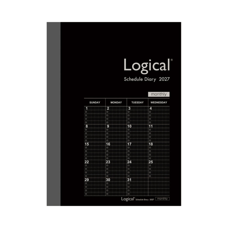 【2027年度版 手帳】 ナカバヤシ ロジカルダイアリー2027月間ノートタイプB/A6/ブラック NS-A602-27BD 【ポスト投函1】の商品画像1枚目