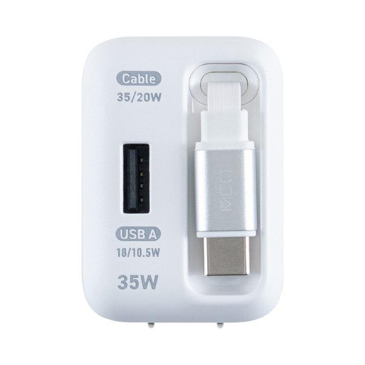 ナカバヤシ 巻取りケーブル付USB PD充電器 35W ホワイト JYU-ACR0135W (tm)の商品画像2枚目
