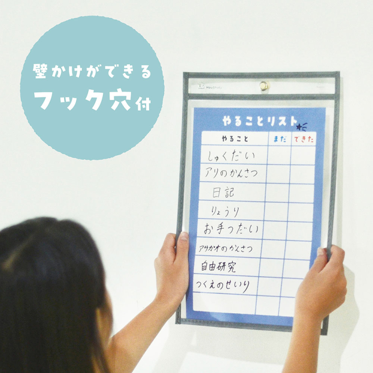 ナカバヤシ ハウスタディ/書いて消せるプリントホルダー/A4/ブルー HSD-PHA4-Bの商品画像11枚目