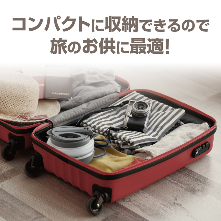 ナカバヤシ 折りたためる電気ケトル 転倒湯漏れ防止 600ml/グレー MBE-TK06GY (tm)の商品画像13枚目