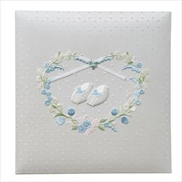 \アルバムづくり応援キャンペーン中!/ 【★刺繍名入れ代込】ナカバヤシ フエルアルバム 誕生用 ミルキーシューズ アH-LB-750-B ブルー