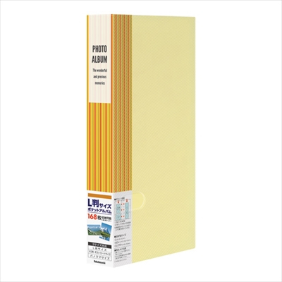 ナカバヤシ フォトホルダー / L判168枚 ストラ?Cプ柄 PHE3168A-Y イエロー / 写真 収納 大容量 フォトアルバム