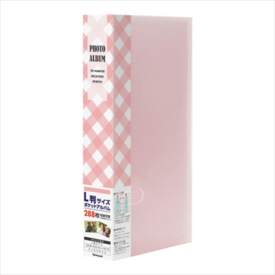ナカバヤシ フォトホルダー / L判288枚 チェック柄 PHE1288A-P ピンク / 写真 収納 大容量 フォトアルバム