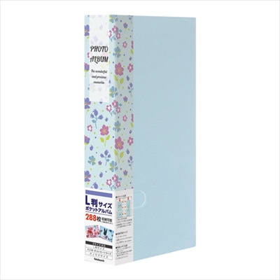 ナカバヤシ フォトホルダー / L判288枚 花柄 PHE2288A-B ブルー / 写真 収納 大容量 フォトアルバム