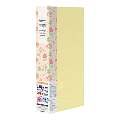 ナカバヤシ フォトホルダー / L判288枚 花柄 PHE2288A-Y イエロー / 写真 収納 大容量 フォトアルバム