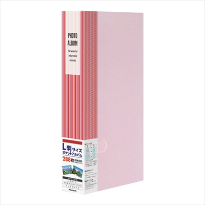 ナカバヤシ フォトホルダー / L判288枚 ストライプ柄 PHE3288A-P ピンク / 写真 収納 大容量 フォトアルバム