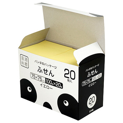 ナカバヤシ パンダのパッケージ付箋 20冊パック イエロー FSP7575-20Y