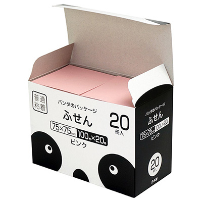 ナカバヤシ パンダのパッケージ付箋 20冊パック ピンク FSP7575-20P