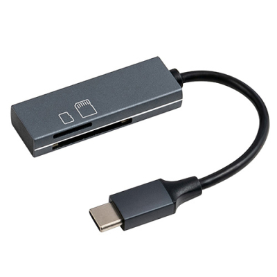 ナカバヤシ 【STIXシリーズ】USB2.0 Type-CアルミSD/microSDカードリーダー・ライター／グレー CRW-CSD89GY　(tm)　