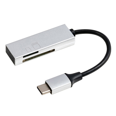 ナカバヤシ 【STIXシリーズ】USB2.0 Type-CアルミSD/microSDカードリーダー・ライター／シルバー CRW-CSD89SL　(tm)　