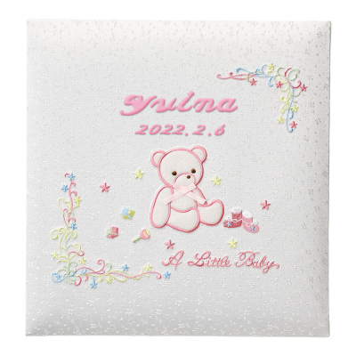 \アルバムづくり応援キャンペーン中!/ 【★刺繍名入れ代込】ナカバヤシ フエルアルバム 誕生用 リトルベビー アH-LB-700-P ピンク