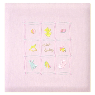 \アルバムづくり応援キャンペーン中!/ 【★刺繍名入れ代込】【ナカバヤシ WEB限定品】フエルアルバム 名作コレクション ナイスベビー IT-LB-02-P ピンク