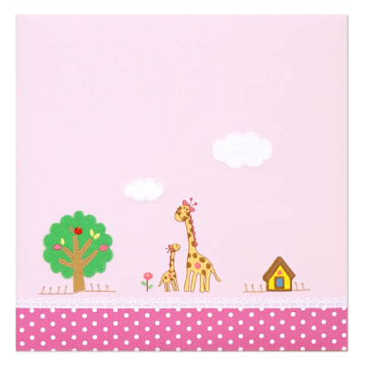 ＼アルバムづくり応援キャンペーン中!／ 【★刺繍名入れ代込】【ナカバヤシ ネットオリジナル】フエルアルバム ほのぼの広場 きりん YJ-LB-06-P ピンク