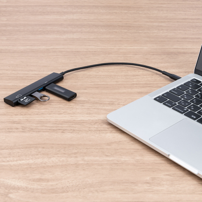 ナカバヤシ USB3G1Type-C3Pアルミコンボハブ/ブラック COM-C3SD143BK (tm)