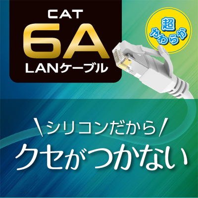 ナカバヤシ CAT.6A シリコンLANケーブル 1m/ホワイト C6A-SL010W (tm)