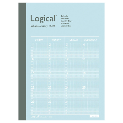 【2026年度版 手帳】 ナカバヤシ ロジカルダイアリー2026月間ノートタイプA/A6/ブルー NS-A602-26AB【ポスト投函1】