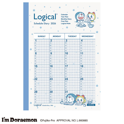 【2026年度版 手帳】 ナカバヤシ ロジカルダイアリー2026月間ノートタイプSD/A5ドラえもん NS-A502-26SDA1【ポスト投函1】