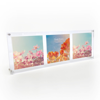 ナカバヤシ アクリルフォトフレーム 3層 溝あり 3連 スクエア判 スタンドタイプ 写真立て IT-FL-A05-SQの商品画像6枚目