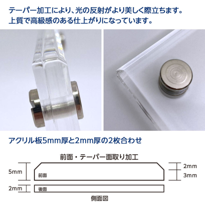 ナカバヤシ アクリルピクチャーフォトフレーム テーパー加工 L判 スタンドタイプ 写真立て IT-FL-A01-Lの商品画像4枚目