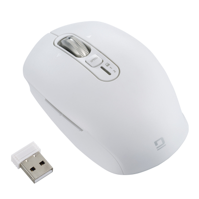 ナカバヤシ 【感動ホイールマウス】Bluetooth・USB無線(デュアル)静音5ボタンBlueLEDマウス Sサイズ/ホワイト MUS-DKF239W (tm)