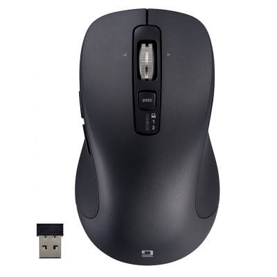 ナカバヤシ 【感動ホイールマウス】Bluetooth・USB無線(デュアル)静音5ボタンBlueLEDマウス Lサイズ/ブラック MUS-DKF243BK (tm)の商品画像11枚目