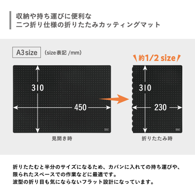 折りたたみカッティングマット+/A3サイズ/ブラック CTMO-A3PL-Dの商品画像9枚目