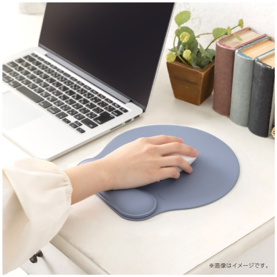 ナカバヤシ リストレスト付きPUレザーマウスパッド/ブルーグレー MUP-935BG (tm)の商品画像7枚目