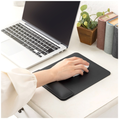 ナカバヤシ リストレスト付きPUレザーマウスパッド/ブラック MUP-936BK (tm)の商品画像8枚目